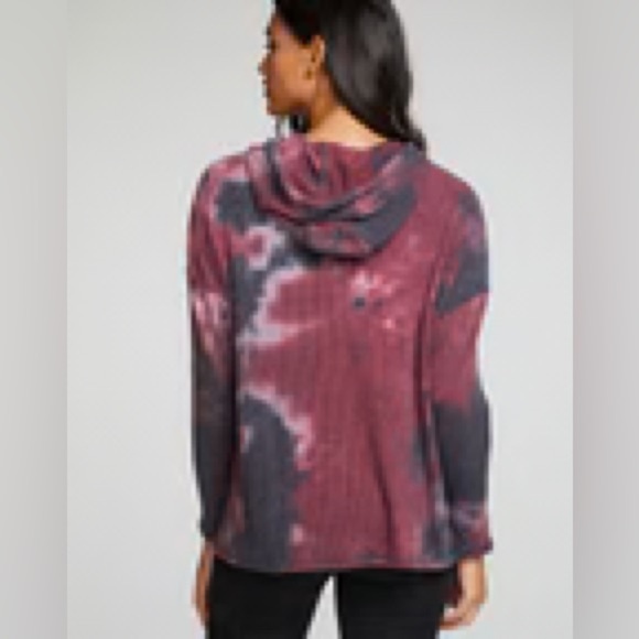 Chaser Recycled Love Rib Long Sleeve Drop Shoulder Slit Side Pullover Hoodie - Picture 3 of 4